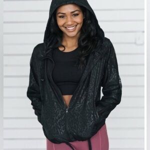 ZYIA Black Patterned Jogging Jacket